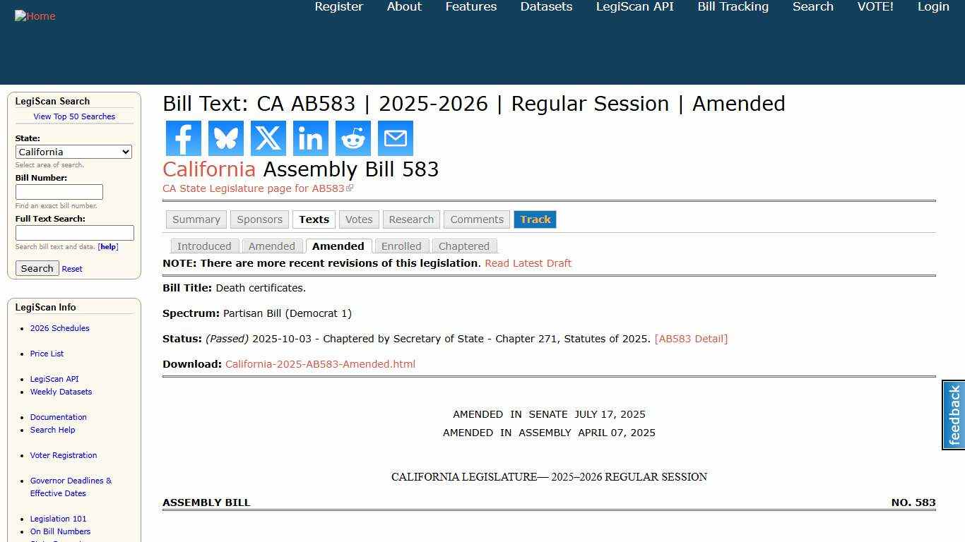 Bill Text: CA AB583 2025-2026 Regular Session Amended LegiScan